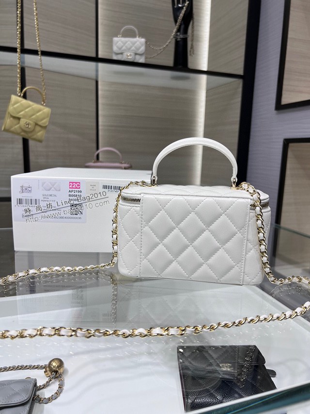 Chanel專櫃2022C新品內配小鏡子手提化妝小盒子 AP2199Y 香奈兒原廠皮小型收納盒女包 djc4890